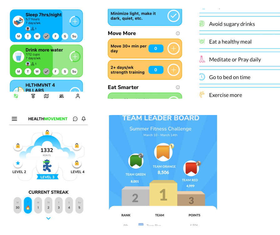 Health Movement app interface preview