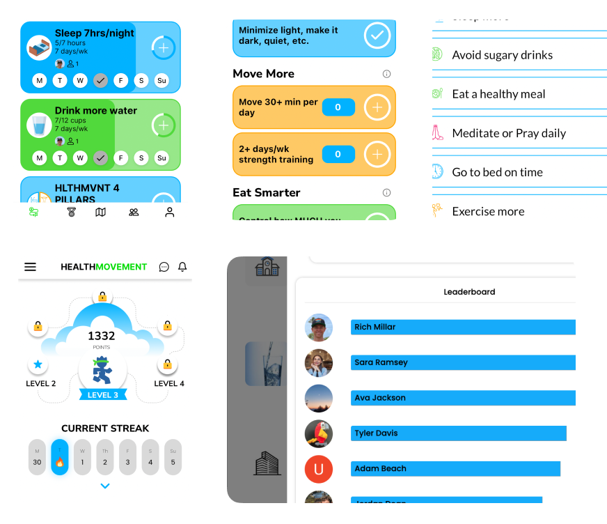 Health Movement app interface preview